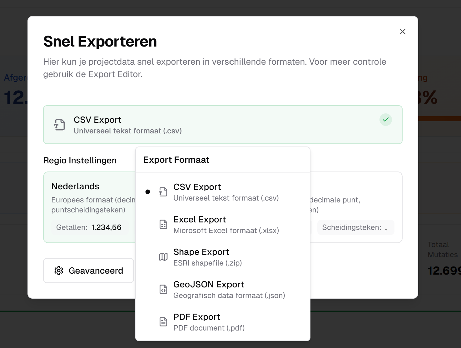 Export and reporting